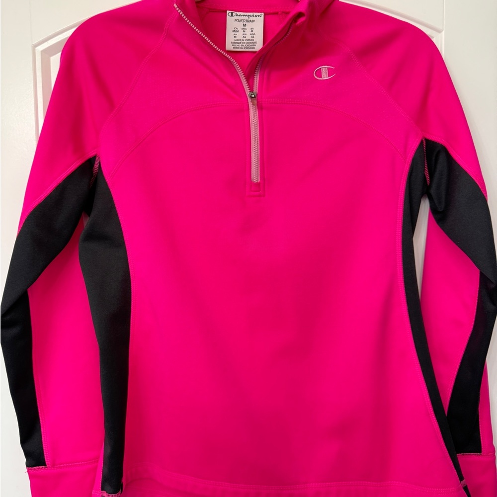 Champion Pink and Black Athletic Jacket with Quarter-Zip